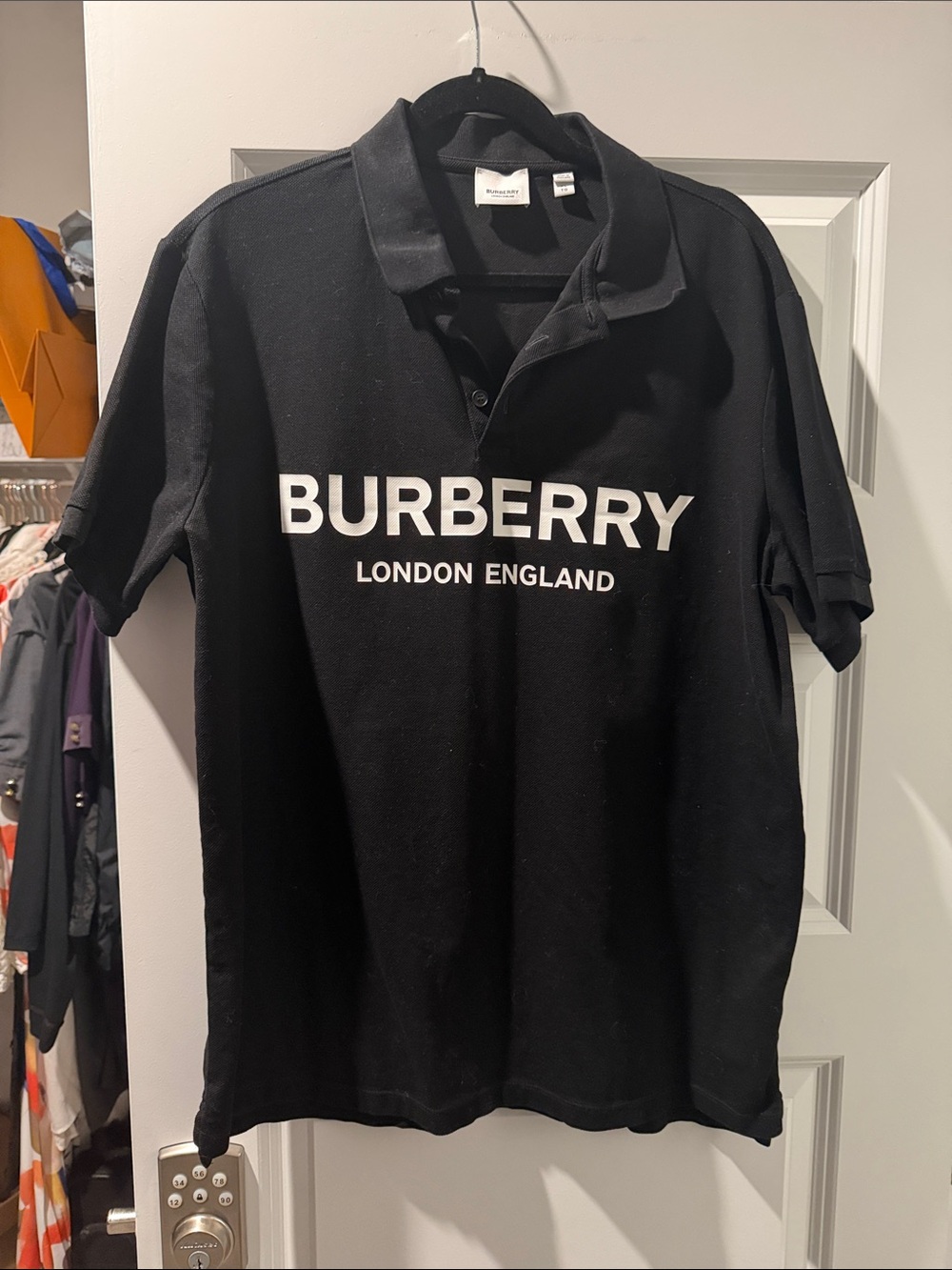 Burberry Black Polo with White Logo